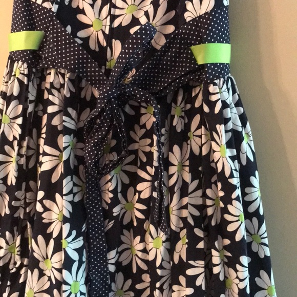 Dress Girl’s By Bonnie Jean  Size 16 1/2- Navy, White snd Lime Green - Picture 3 of 12